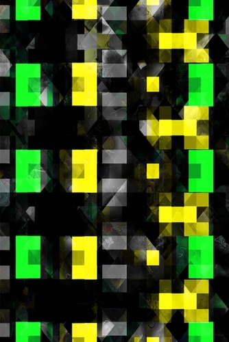 geometric pixel square pattern abstract background in yellow green black Mural by Timmy333