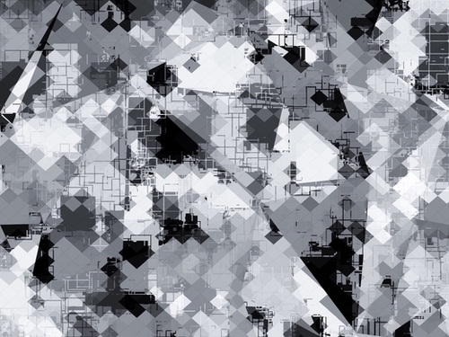 geometric square pixel pattern abstract background in black and white Mural by Timmy333