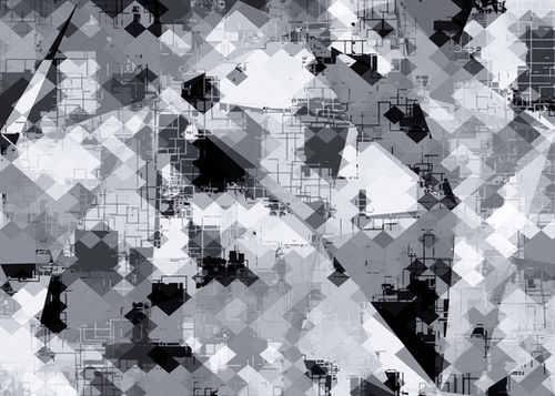 geometric square pixel pattern abstract background in black and white Mural by Timmy333