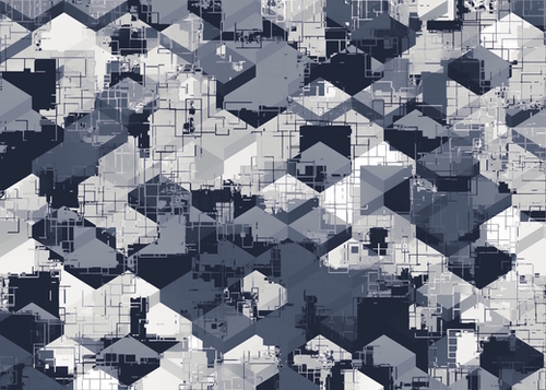 geometric square pattern abstract in black and white Mural by Timmy333