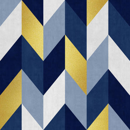 Geometric and golden chevron Mural by Vitor Costa