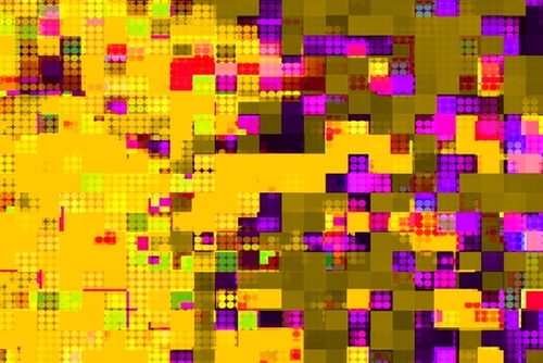 graphic design geometric circle pattern and square pattern abstract background in yellow brown pink purple Mural by Timmy333