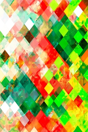 geometric square pixel pattern abstract background in green red yellow Mural by Timmy333