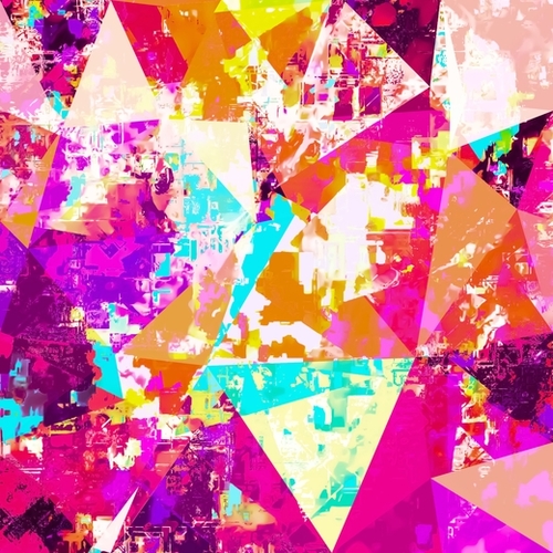 geometric triangle pattern abstract in pink blue purple Mural by Timmy333