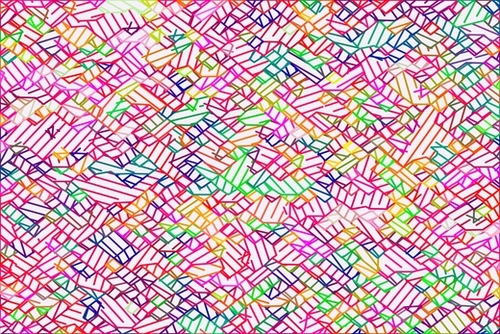 geometric pixel line pattern abstract in pink yellow blue green Mural by Timmy333