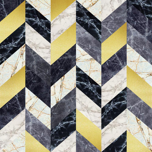 Chevron geometric marble and gold Mural by Vitor Costa