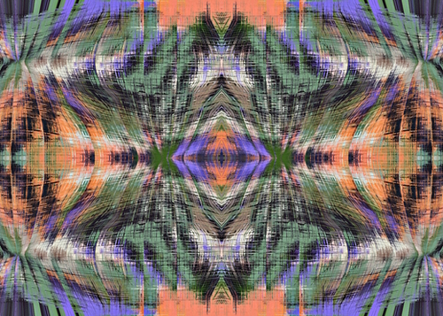 geometric symmetry pattern abstract background in green purple orange Mural by Timmy333