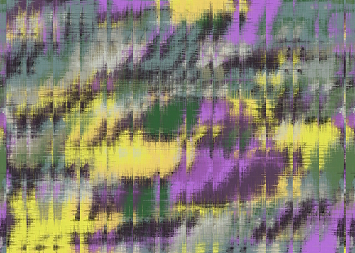 psychedelic geometric abstract pattern in green yellow purple Mural by Timmy333