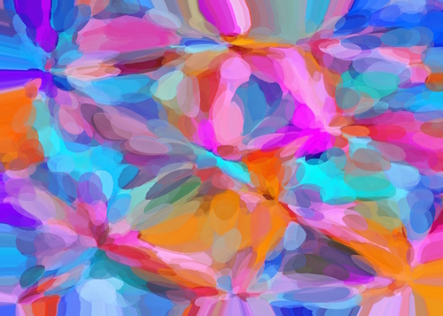 circle pattern abstract background in pink orange and blue Mural by Timmy333