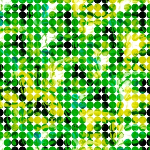 circle pattern abstract background with splash painting abstract in green and yellow Mural by Timmy333