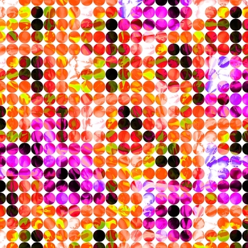 circle pattern abstract background with splash painting abstract in orange green pink Mural by Timmy333