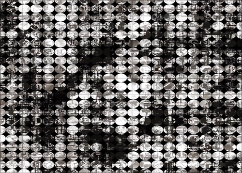 vintage psychedelic circle pattern painting abstract background in black and white Mural by Timmy333