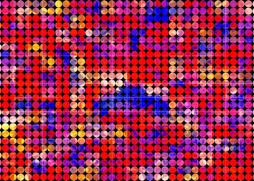 geometric circle pattern abstract in red and blue Mural by Timmy333