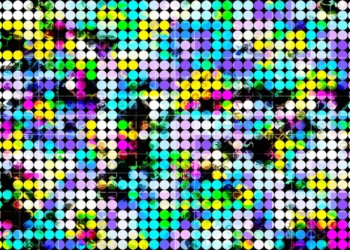 geometric circle pattern abstract in blue pink yellow Mural by Timmy333