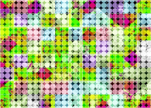 geometric square and circle pattern abstract in green pink Mural by Timmy333