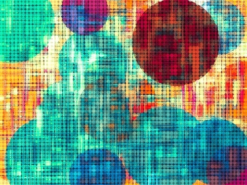 geometric circle shape pattern abstract background in green brown blue Mural by Timmy333