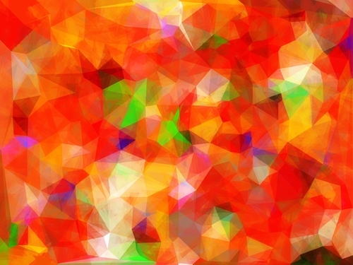 geometric triangle pattern abstract background in red orange green Mural by Timmy333
