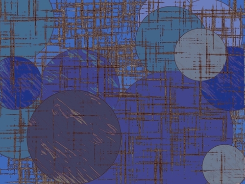 geometric circle and square pattern abstract in blue and purple Mural by Timmy333