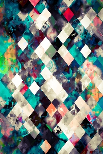 graphic design pixel geometric square pattern abstract background in blue pink Mural by Timmy333