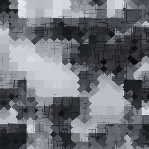 geometric square pixel pattern abstract background in black and white Mural by Timmy333