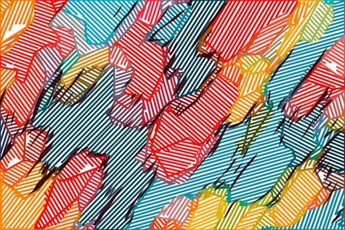 fractal geometric line abstract background in red yellow blue Mural by Timmy333