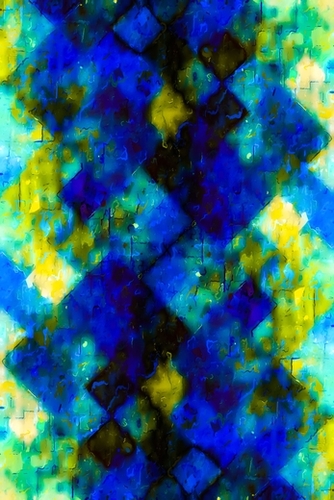 geometric square pixel pattern abstract background in blue yellow green Mural by Timmy333