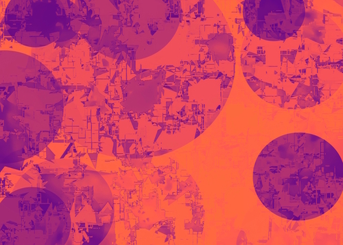 geometric circle pattern abstract in orange and purple Mural by Timmy333