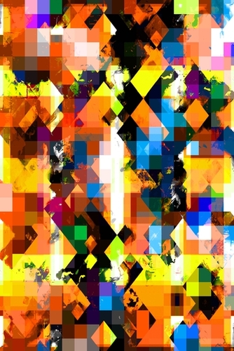 graphic design pixel geometric square pattern abstract background in orange yellow blue Mural by Timmy333