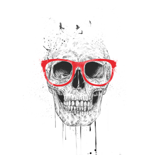 Skull with red glasses Mural by Balazs Solti