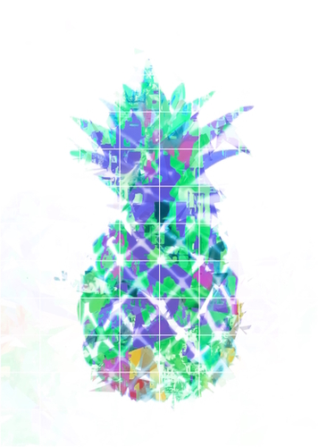 pineapple in green blue yellow with geometric triangle pattern abstract Mural by Timmy333