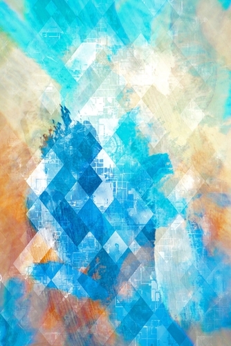 graphic design pixel geometric square pattern abstract background in blue brown Mural by Timmy333