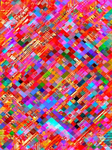 geometric square pixel pattern abstract background in pink blue purple Mural by Timmy333