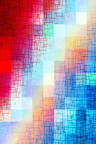 geometric pixel square pattern abstract background in red blue Mural by Timmy333