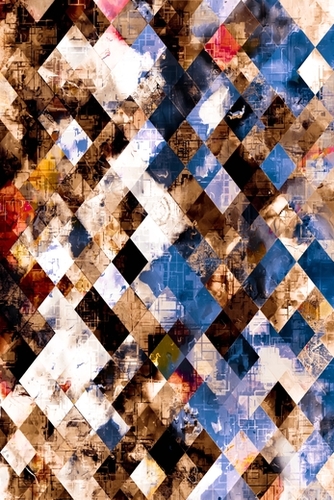 geometric pixel square pattern abstract background in brown blue Mural by Timmy333