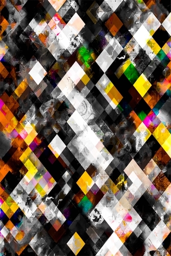 geometric pixel square pattern abstract background in yellow orange pink Mural by Timmy333