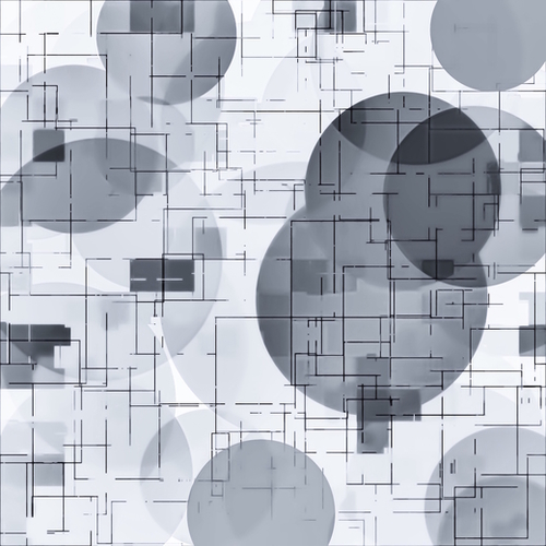 geometric circle shape and line pattern abstract in black and white Mural by Timmy333