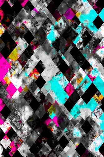geometric pixel square pattern abstract art in blue pink black Mural by Timmy333
