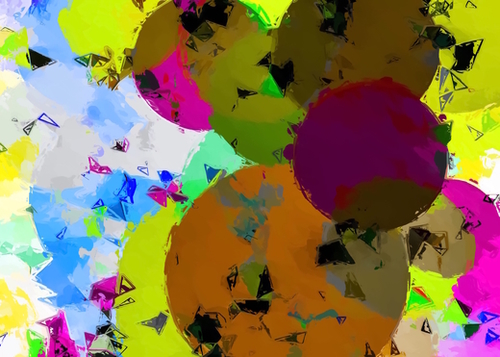geometric circle pattern abstract in yellow brown pink green Mural by Timmy333