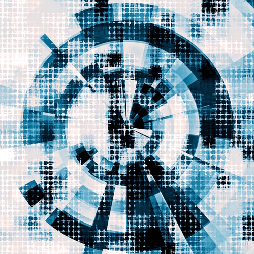 graphic design geometric circle pattern abstract background in blue Mural by Timmy333