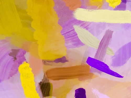 splash brush painting texture abstract background in purple yellow Mural by Timmy333