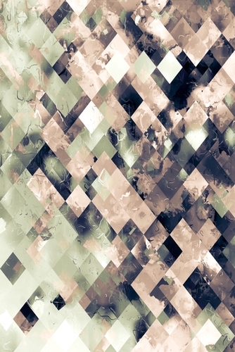 geometric pixel square pattern abstract art background in brown green Mural by Timmy333