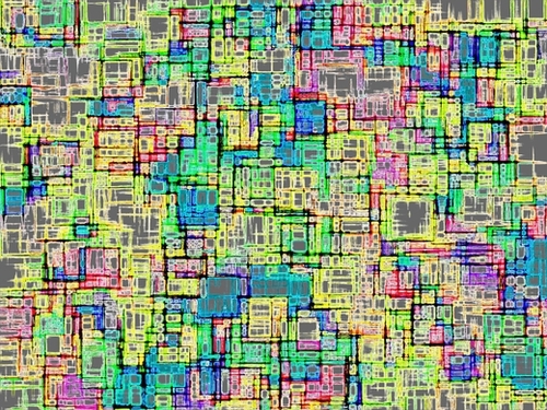 geometric square shape abstract background in yellow green pink Mural by Timmy333