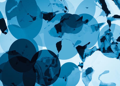 circle pattern abstract with blue splash painting background Mural by Timmy333