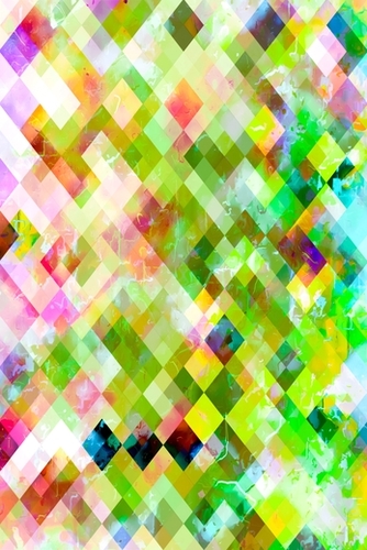 geometric square pixel pattern abstract background in green pink yellow blue Mural by Timmy333