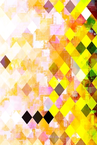 geometric square pixel pattern abstract background in yellow green pink orange Mural by Timmy333