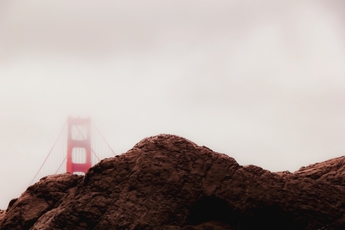 Golden Gate Bridge San francisco California USA with foggy sky Mural by Timmy333