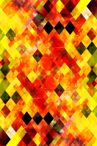 geometric square pixel pattern abstract background in red yellow Mural by Timmy333