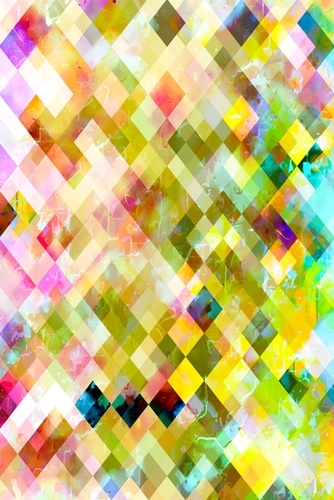 geometric pixel square pattern abstract background in green pink Mural by Timmy333