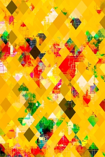 yellow geometric pixel square pattern abstract art background Mural by Timmy333