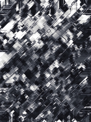 geometric square pixel pattern abstract in black and white Mural by Timmy333